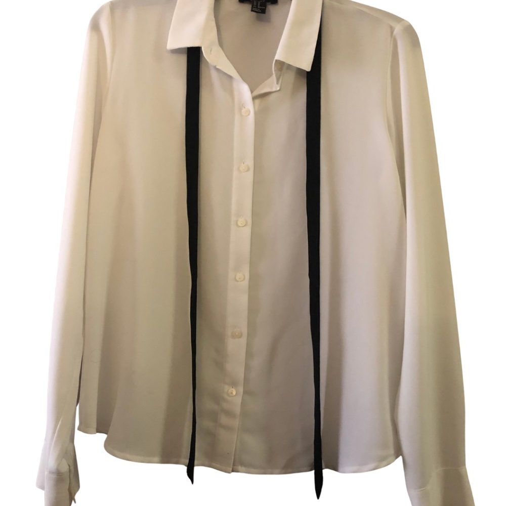 White silky button up blouse